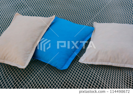 Collage of different soft pillows. Banner design. High quality photo Collage of different soft pillows. Banner design. High quality photo 114498672