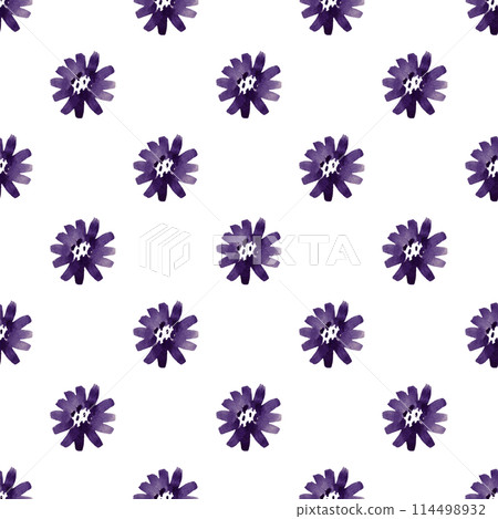 Minimalistic sunflowers. Abstract seamless floral pattern. Stylized watercolor illustration. Designer wallpaper. Retro creative design 114498932