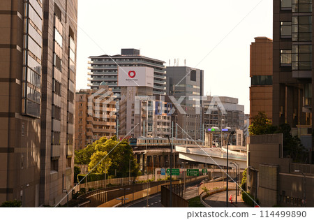 Negishi Line running between buildings Negishi Line running between buildings 114499890