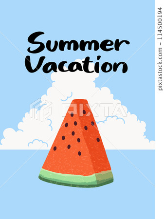 Summer vacation calligraphy and watermelon illustration Summer vacation calligraphy and watermelon illustration 114500194