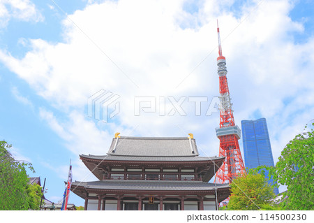 Scenery of Tokyo Tower and Zojoji Temple, Minato Ward, Tokyo Scenery of Tokyo Tower and Zojoji Temple, Minato Ward, Tokyo 114500230