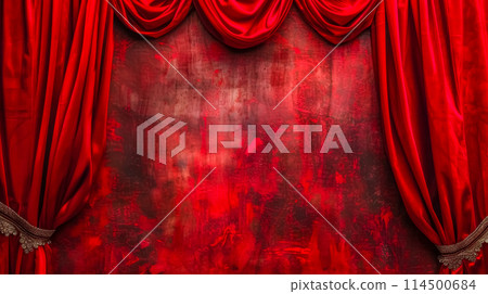 Luxurious red theater curtains background 114500684