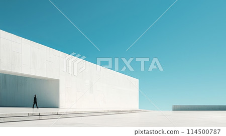 man near a white building on a blue background man near a white building on a blue background 114500787