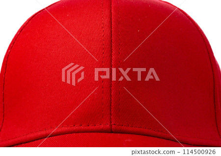 Red Baseball Cap on White Background 114500926