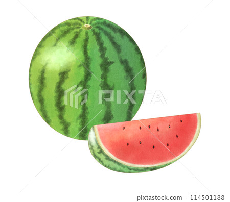 切西瓜和西瓜水彩 切西瓜和西瓜水彩 114501188