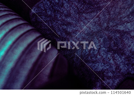 The Interior of a Car With Blue Lights 114501640