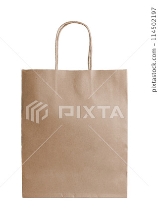 Eco friendly shopping bag made from recycled paper isolated on white background, ecology, recycling 114502197