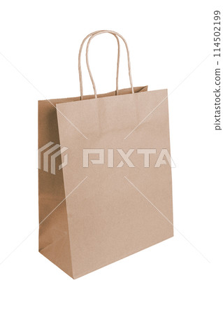 Eco friendly shopping bag made from recycled paper isolated on white background, ecology, recycling Eco friendly shopping bag made from recycled paper isolated on white background, ecology, recycling 114502199