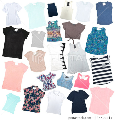 different clothes for females isolated on white background 114502214