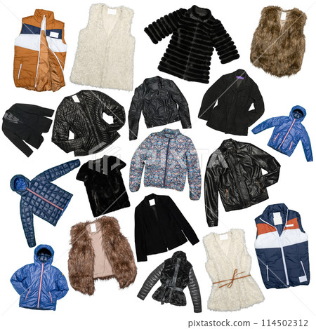 different clothes for females isolated on white background 114502312