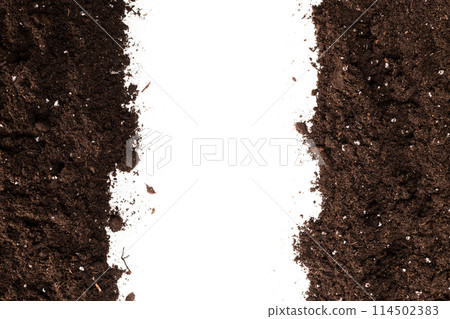 Soil or dirt section isolated on white background 114502383