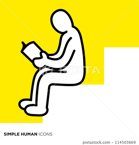 簡單的人類圖示系列，在樓梯上閱讀的人 114503669