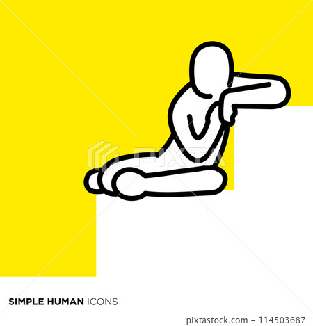 Simple human icon series, person sitting ennui on stairs Simple human icon series, person sitting ennui on stairs 114503687
