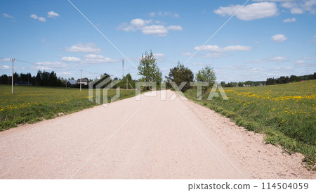 rural road summer background blue sky 114504059
