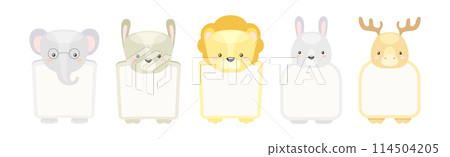 Animal Note Card with Empty Space Vector Set 114504205