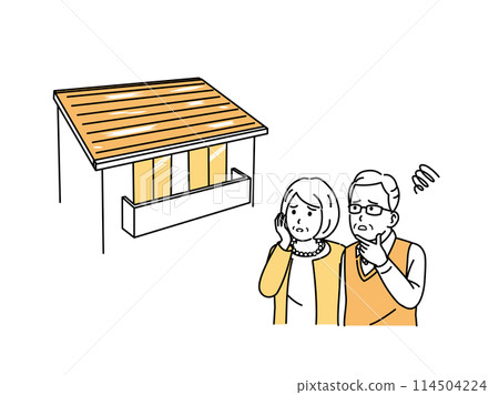 一對老年夫婦屋頂油漆剝落的插圖 114504224