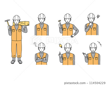 Carpenter, construction worker male illustration set Carpenter, construction worker male illustration set 114504229