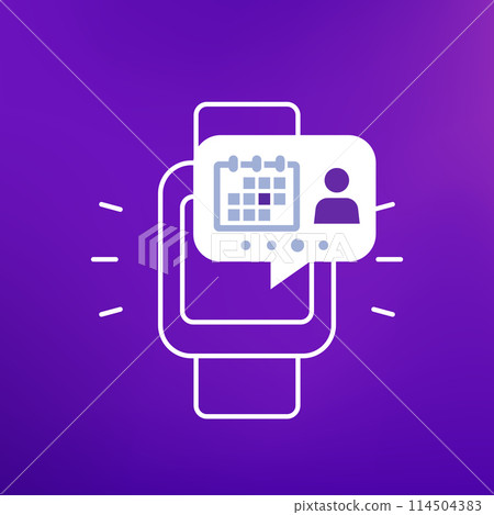 appointment, book a meeting icon with smart watch appointment, book a meeting icon with smart watch 114504383