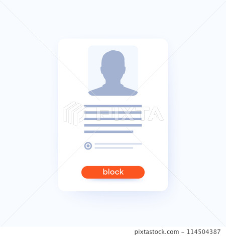 block user form with a button, vector ui design block user form with a button, vector ui design 114504387