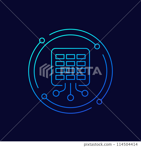 data to spreadsheet icon, linear design 114504414
