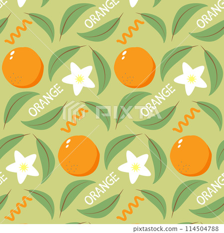 Orange fruit summer vector seamless pattern. 114504788