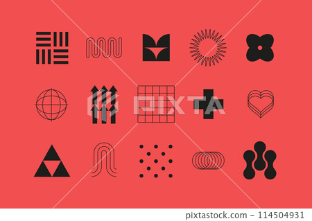 Simple decorative symbols - flat design style icons set 114504931