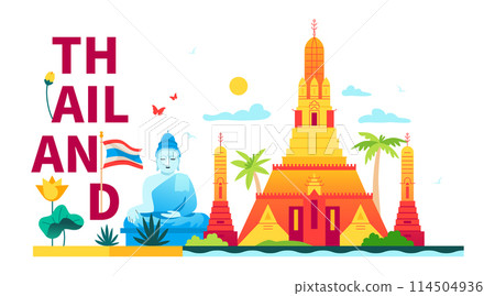 Upon arrival in Thailand - modern colored vector illustration 114504936
