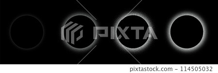 Set of stippling round frames. Vector dotted circles 114505032