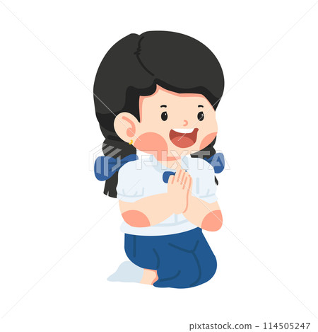 student girl with greeting sawasdee student girl with greeting sawasdee 114505247