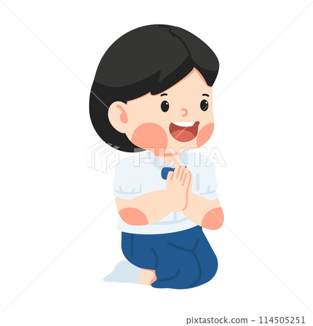 student girl with greeting sawasdee vector student girl with greeting sawasdee vector 114505251