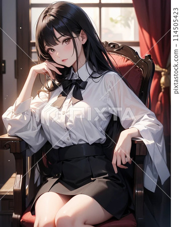 Young woman sitting in a cafe 114505423
