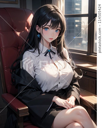 Young woman sitting in a cafe 114505424