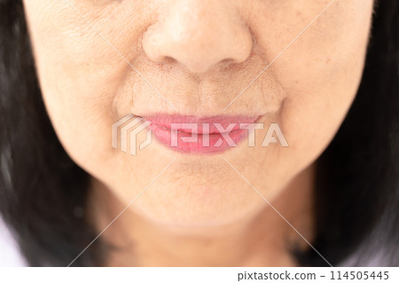 Senior woman nasolabial folds Senior woman nasolabial folds 114505445