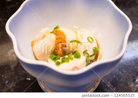 Delicious tiger pufferfish milt with ponzu sauce 114505535