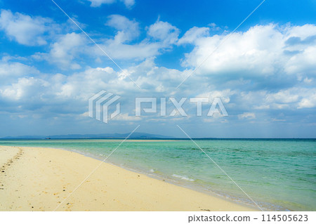 Taketomi Island, Okinawa Prefecture: Dazzling sandy beaches, blue skies, and clear green seas 114505623