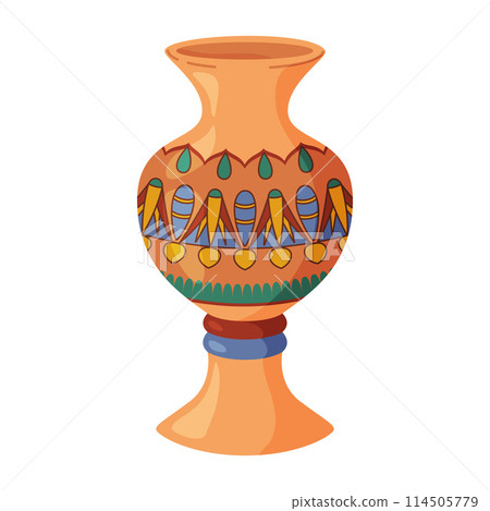 Colored ceramics vase, antique, floral and abstract patterns isolated on white Colored ceramics vase, antique, floral and abstract patterns isolated on white 114505779