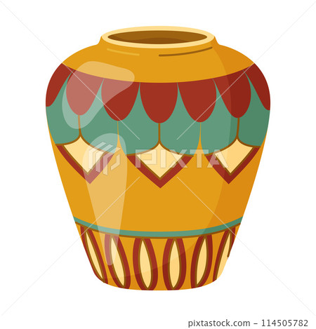 Colored ceramics vase, antique, floral and abstract patterns isolated on white 114505782