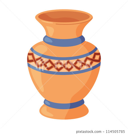 Colored ceramics vase, antique, floral and abstract patterns isolated on white Colored ceramics vase, antique, floral and abstract patterns isolated on white 114505785