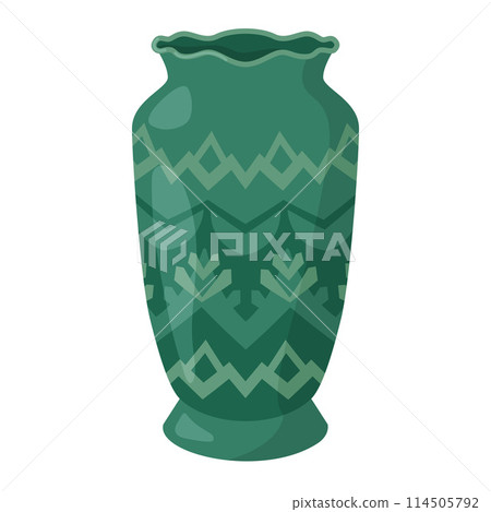 Colored ceramics vase, antique, floral and abstract patterns isolated on white Colored ceramics vase, antique, floral and abstract patterns isolated on white 114505792