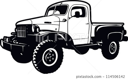 Classic Truck - Classic Old Car, US Muscle car Stencil - Vector Clip Art for tshirt and emblem Classic Truck - Classic Old Car, US Muscle car Stencil - Vector Clip Art for tshirt and emblem 114506142
