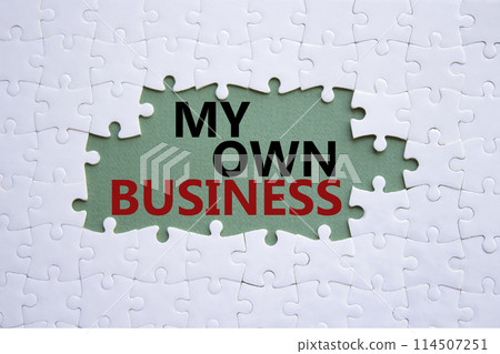 My own Business symbol. Concept words My own Business on white puzzle. Beautiful grey green background Business and My own Business concept. Copy space. My own Business symbol. Concept words My own Business on white puzzle. Beautiful grey green background Business and My own Business concept. Copy space. 114507251