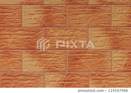Brown-orange paint large brick blocks masonry wall texture background abstract pattern backdrop 114507406
