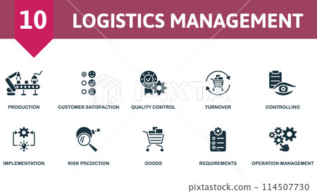 Logistics management set. Creative icons. Editable elements. Logistics management set. Creative icons. Editable elements. 114507730