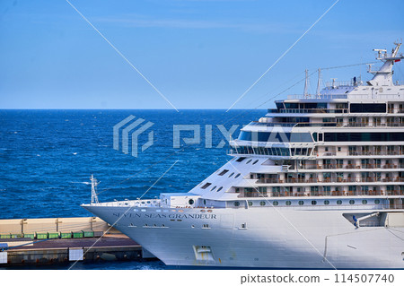 Diamond Princess, a luxury cruise ship anchored Diamond Princess, a luxury cruise ship anchored 114507740