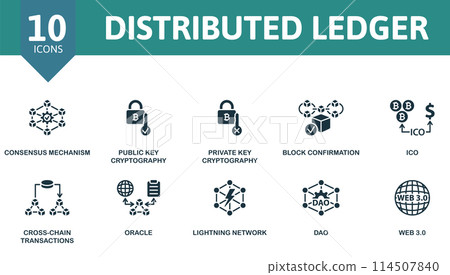 Distributed ledger set. Creative icons. Editable elements. Distributed ledger set. Creative icons. Editable elements. 114507840