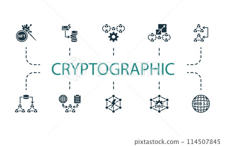 Cryptographic set. Creative icons. Editable elements. 114507845