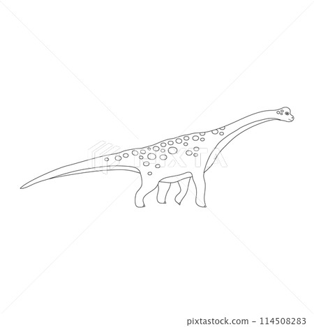 Vector hand drawn flat outline diplodocus dinosaur 114508283