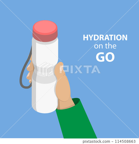 3D Isometric Flat Vector Illustration of Hydration On The Go, Hydrate Balanced, Good Habits 114508663