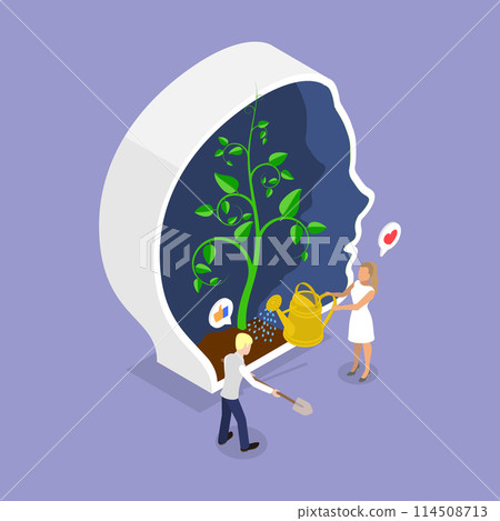 3D Isometric Flat Vector Illustration of Growth Mindset, Self-improvement and Self Development 114508713