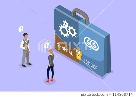 3D Isometric Flat Vector Illustration of General Ledger Accounting, GL, Account Managment 114508714